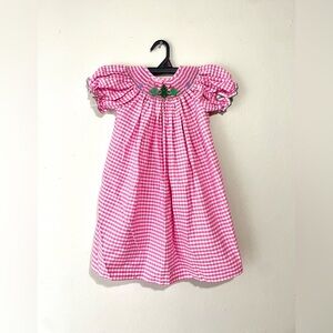 Southern Sunshine Girls Smocked Pink Gingham Holiday Dress Size 3‎ EUC